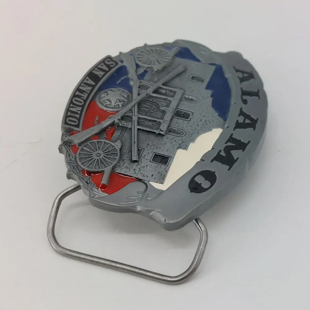 Alamo San Antonio Texas Star Belt Buckle Enamel Western
